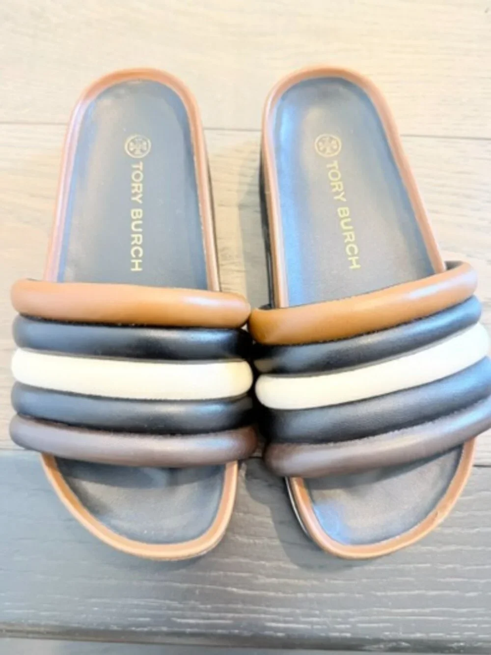 Tory Burch Quilted Colorblock Leather Platform Sandals Size 6
